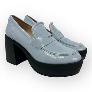 Raid Womens size 40 9.5 Presha Vegan Leather Platform Heeled Penny Loafers Blue